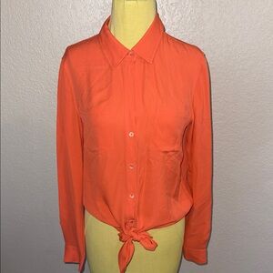 Theory Tie-Front Button-Up Blouse - size medium